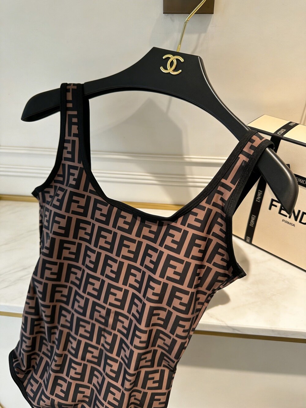 Fendi FF Monogram Square Neck Swimsuit - Picture 2 of 6